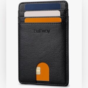 Buffway Mens Slim Wallet Thin Front Credit Card Holder with RFID Blocking